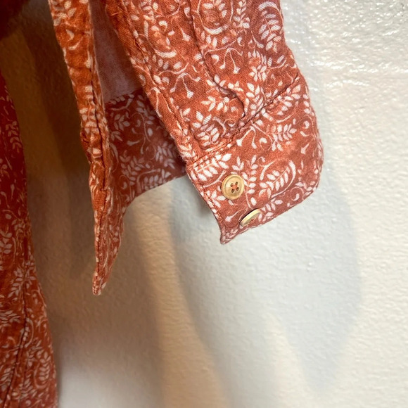The Odells Joey Blouse Button Down Orange size small - Picture 6 of 11